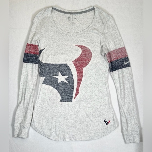 NFL Juniors White Houston Texans Team‎ Leader V-Neck Long Sleeve T-Shirt Size M - Picture 2 of 12